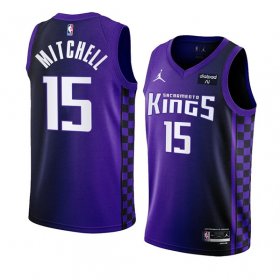 Men\'s Sacramento Kings #15 Davion Mitchell Purple 2023-24 Statement Edition Swingman Stitched Jersey