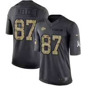 Wholesale Cheap Nike Chiefs #87 Travis Kelce Black Men\'s Stitched NFL Limited 2016 Salute to Service Jersey