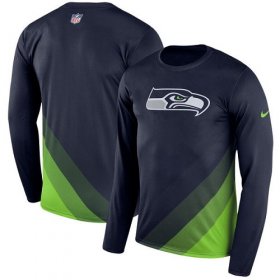 Wholesale Cheap Men\'s Seattle Seahawks Nike Navy Sideline Legend Prism Performance Long Sleeve T-Shirt