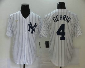 Wholesale Cheap Men\'s New York Yankees #4 Lou Gehrig White Throwback Stitched MLB Cool Base Nike Jersey