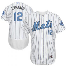 Wholesale Cheap Mets #12 Juan Lagares White(Blue Strip) Flexbase Authentic Collection Father\'s Day Stitched MLB Jersey