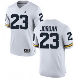 Wholesale Cheap Men\'s Michigan Wolverines #23 Michael Jordan White Stitched College Football Brand Jordan NCAA Jersey