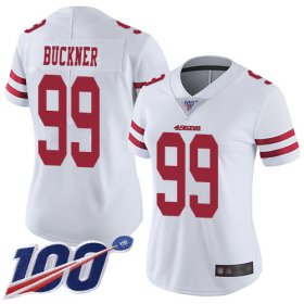Wholesale Cheap Nike 49ers #99 DeForest Buckner White Women\'s Stitched NFL 100th Season Vapor Limited Jersey