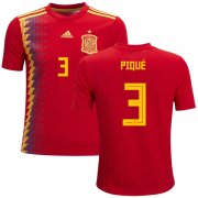 Wholesale Cheap Spain #3 Pique Red Home Kid Soccer Country Jersey
