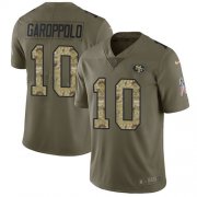 Wholesale Cheap Nike 49ers #10 Jimmy Garoppolo Olive/Camo Men's Stitched NFL Limited 2017 Salute To Service Jersey