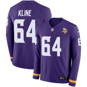 Wholesale Cheap Nike Vikings #64 Josh Kline Purple Team Color Men\'s Stitched NFL Limited Therma Long Sleeve Jersey