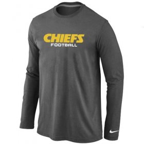 Wholesale Cheap Nike Kansas City Chiefs Authentic Font Long Sleeve T-Shirt Dark Grey