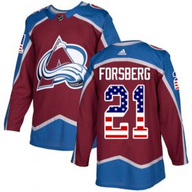 Wholesale Cheap Adidas Avalanche #21 Peter Forsberg Burgundy Home Authentic USA Flag Stitched NHL Jersey