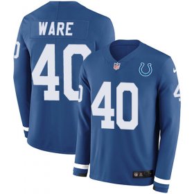 Wholesale Cheap Nike Colts #40 Spencer Ware Royal Blue Team Color Men\'s Stitched NFL Limited Therma Long Sleeve Jersey