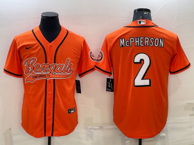 Wholesale Cheap Men\'s Cincinnati Bengals #2 Evan McPherson Orange With Patch Cool Base Stitched Baseball Jersey