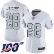 Wholesale Cheap Nike Raiders #28 Josh Jacobs White Women's Stitched NFL Limited Rush 100th Season Jersey