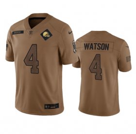 Wholesale Cheap Men\'s Cleveland Browns #4 Deshaun Watson 2023 Brown Salute To Service Limited Football Stitched Jersey