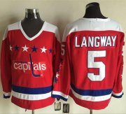 Wholesale Cheap Capitals #5 Rod Langway Red Alternate CCM Throwback Stitched NHL Jersey