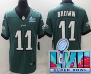Cheap Youth Philadelphia Eagles #11 AJ Brown Limited Green Super Bowl LVII Vapor Jersey