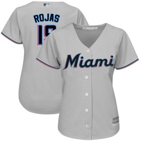 Wholesale Cheap Marlins #19 Miguel Rojas Grey Road Women\'s Stitched MLB Jersey