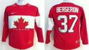 Wholesale Cheap Team Canada 2014 Olympic #37 Patrice Bergeron Red Stitched Youth NHL Jersey