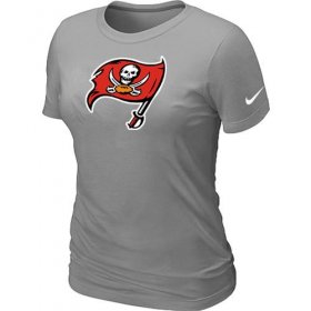 Wholesale Cheap Women\'s Nike Tampa Bay Buccaneers Logo NFL T-Shirt Light Grey