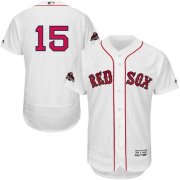 Wholesale Cheap Red Sox #15 Dustin Pedroia White Flexbase Authentic Collection 2018 World Series Champions Stitched MLB Jersey