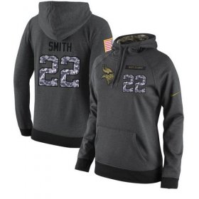 Wholesale Cheap NFL Women\'s Nike Minnesota Vikings #22 Harrison Smith Stitched Black Anthracite Salute to Service Player Performance Hoodie