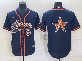 Wholesale Cheap Men\'s Houston Astros Navy Team Big Logo With Patch Cool Base Stitched Baseball Jersey