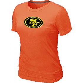 Wholesale Cheap Women\'s San Francisco 49ers Neon Logo Charcoal T-Shirt Orange
