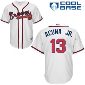 Wholesale Cheap Braves #13 Ronald Acuna Jr. White New Cool Base Stitched MLB Jersey