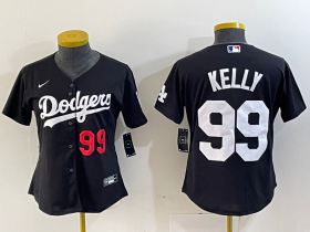 Cheap Women\'s Los Angeles Dodgers #99 Joe Kelly Number Black Stitched Cool Base Nike Jerseys