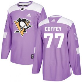 Wholesale Cheap Adidas Penguins #77 Paul Coffey Purple Authentic Fights Cancer Stitched NHL Jersey