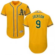 Wholesale Cheap Athletics #9 Reggie Jackson Gold Flexbase Authentic Collection Stitched MLB Jersey