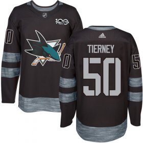 Wholesale Cheap Adidas Sharks #50 Chris Tierney Black 1917-2017 100th Anniversary Stitched NHL Jersey