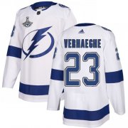 Cheap Adidas Lightning #23 Carter Verhaeghe White Road Authentic 2020 Stanley Cup Champions Stitched NHL Jersey