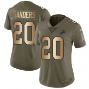 Wholesale Cheap Nike Lions #20 Barry Sanders Olive/Gold Women's Stitched NFL Limited 2017 Salute to Service Jersey