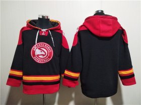 Wholesale Cheap Men\'s Atlanta Hawks Blank Black Red Lace-Up Pullover Hoodie