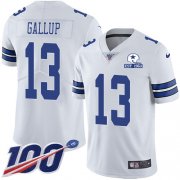 Wholesale Cheap Nike Cowboys #13 Michael Gallup White Men's Stitched With Established In 1960 Patch NFL 100th Season Vapor Untouchable Limited Jersey