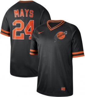 Wholesale Cheap Nike Giants #24 Willie Mays Black Authentic Cooperstown Collection Stitched MLB jerseys