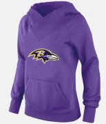 Wholesale Cheap Women's Baltimore Ravens Logo Pullover Hoodie Purple