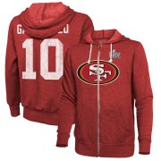 Wholesale Cheap Men's San Francisco 49ers #10 Jimmy Garoppolo NFL Red Super Bowl LIV Bound Player Name & Number Full-Zip Hoodie
