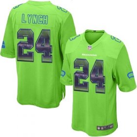 Wholesale Cheap Nike Seahawks #24 Marshawn Lynch Green Alternate Men\'s Stitched NFL Limited Strobe Jersey