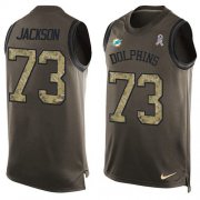 Wholesale Cheap Nike Dolphins #73 Austin Jackson Green Men's Stitched NFL Limited Salute To Service Tank Top Jersey