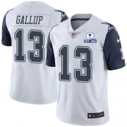 Wholesale Cheap Nike Cowboys #13 Michael Gallup White Men's Stitched With Established In 1960 Patch NFL Limited Rush Jersey