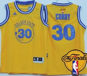 Wholesale Cheap Men\'s Golden State Warriors #30 Stephen Curry Yellow Hardwood Swingman 2017 The NBA Finals Patch Jersey