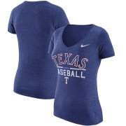 Wholesale Cheap Texas Rangers Nike Women's Practice 1.7 Tri-Blend V-Neck T-Shirt Heathered Royal