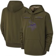 Wholesale Cheap Youth Minnesota Vikings Nike Olive Salute to Service Sideline Therma Performance Pullover Hoodie