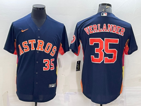 Wholesale Cheap Men\'s Houston Astros #35 Justin Verlander Number Navy Blue With Patch Stitched MLB Cool Base Nike Jersey
