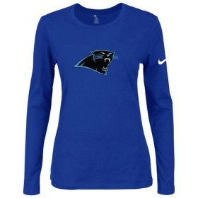 Wholesale Cheap Women\'s Nike Carolina Panthers Of The City Long Sleeve Tri-Blend NFL T-Shirt Blue