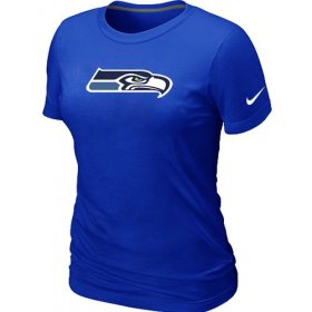 Wholesale Cheap Women\'s Nike Seattle Seahawks Logo NFL T-Shirt Blue