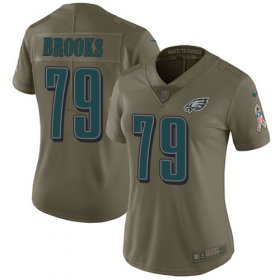 Wholesale Cheap Nike Eagles #79 Brandon Brooks Olive Women\'s Stitched NFL Limited 2017 Salute to Service Jersey