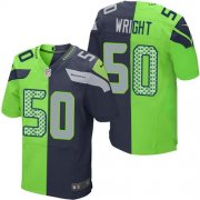 Wholesale Cheap Nike Seahawks #50 K.J. Wright Steel Blue/Green Men's Stitched NFL Elite Split Jersey