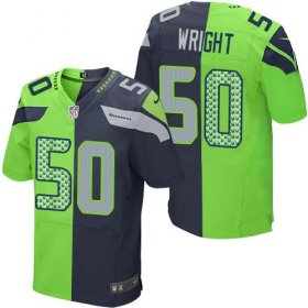 Wholesale Cheap Nike Seahawks #50 K.J. Wright Steel Blue/Green Men\'s Stitched NFL Elite Split Jersey