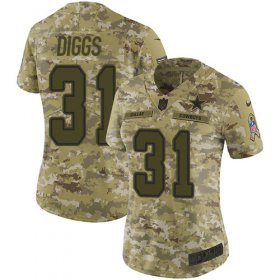 Wholesale Cheap Nike Cowboys #31 Trevon Diggs Camo Women\'s Stitched NFL Limited 2018 Salute To Service Jersey